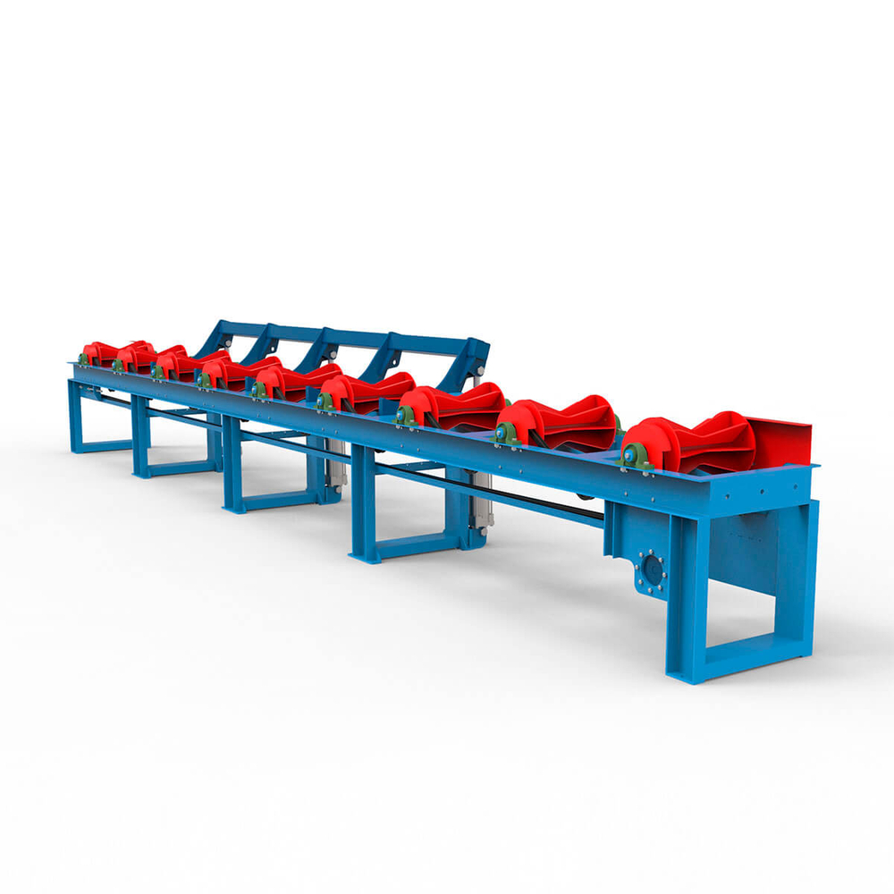 Рольганг для бревен со сбрасывателем