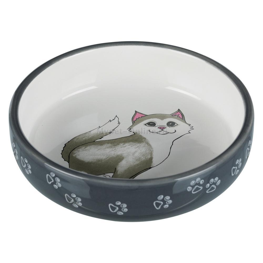 Миска для кошек Trixie Ceramic Bowl, размер 15см., серый