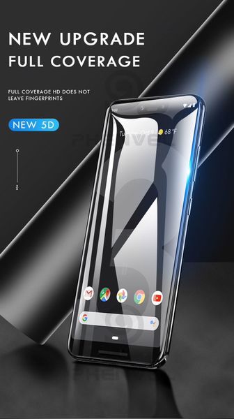 Защитное стекло 5d для Google Pixel 3a XL (Full Glue полная проклейка, черная рамка)