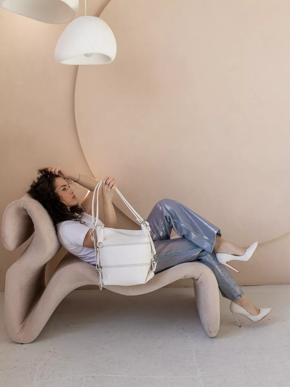 Сумка рюкзак через плечо большая шоппер