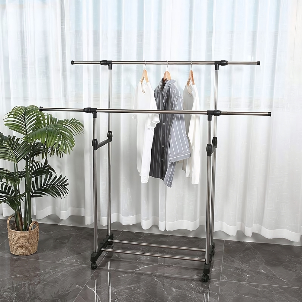 Вешалка напольная на колесах (75-150см)*42см*(92-155см), телескопическая, BZ-JY-012