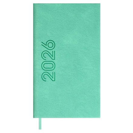 Еженедельник дат. 2026г 85*145мм 64л., кожзам., тв.пер. "Лозанж мятный" блинт.тисн, ляссе