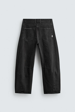 ZARA БРЮКИ BARREL FIT, ЧЕРНЫЙ