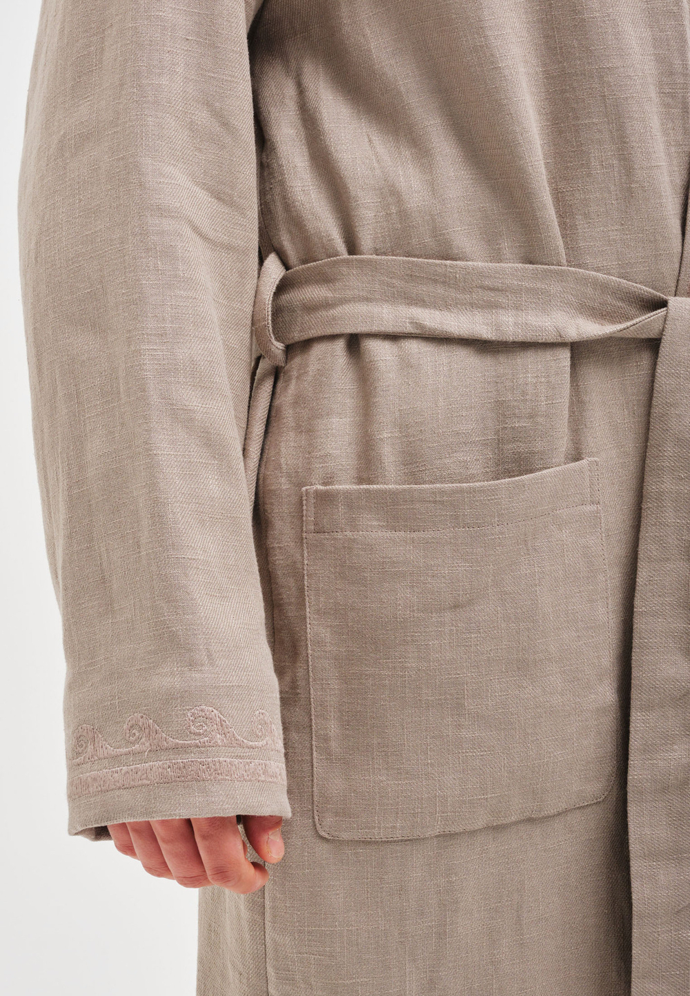 Шапан льняной длинный OYU TOLQYN DARK BEIGE