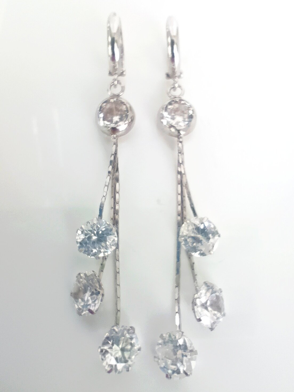 Серьги Эстерелла, серебро, 925 проба, родирование, фианит/Ф