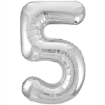Шар фольгированный Цифра 5 101 см (Серебряный)