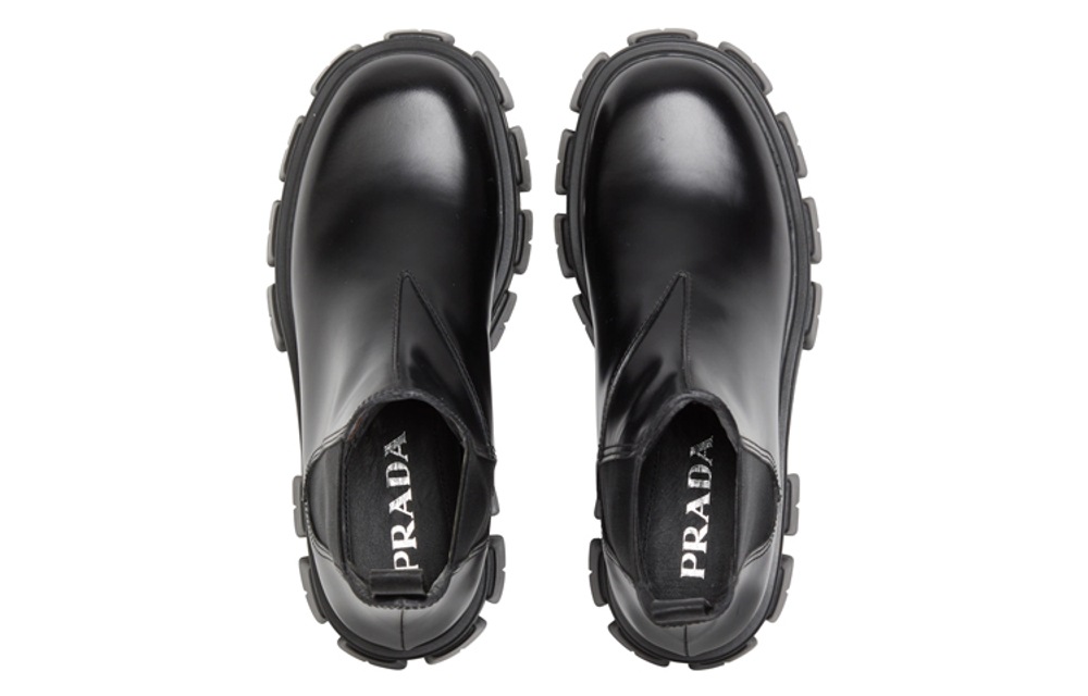 PRADA Monolith Brushed Leather Chelsea Boot "Black"