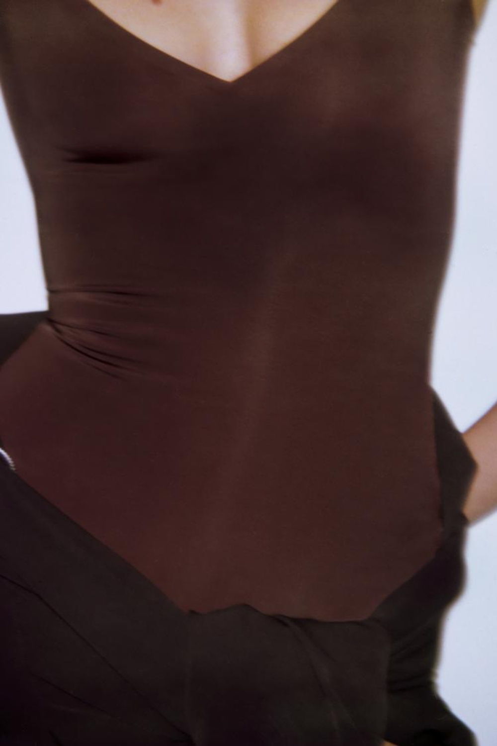 ZARA БОДИ ИЗ СМЕСОВОГО ПОЛИАМИДА, КОРИЧНЕВЫЙ