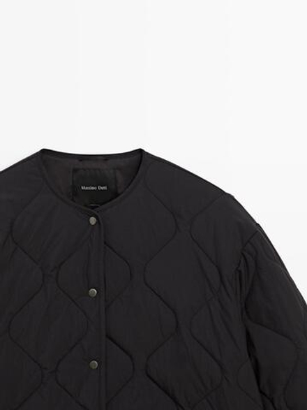 Massimo Dutti Стеганая куртка-накидка, черный