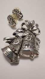 Новогодний комплект колокольчики брошь и серьги