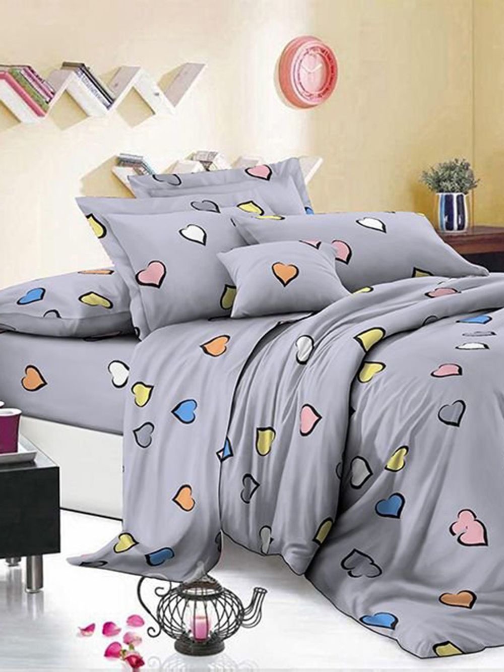 Постельное белье полисатин Simple House "Марбуа" 1,5-сп Наволочка 50x70 см 1 шт Простынь на резинке 90x200 см Пододеяльник 145x215 см