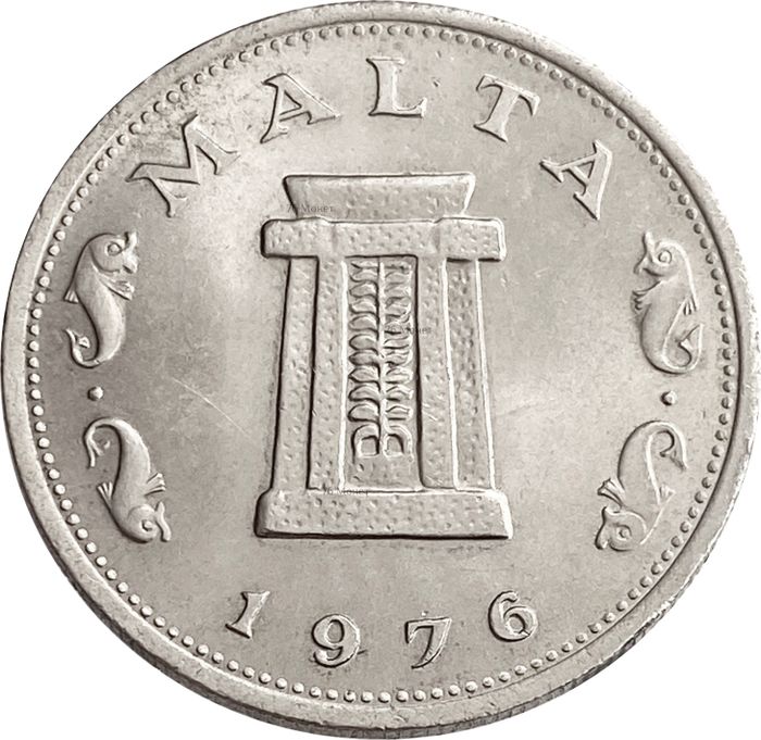 5 центов 1976 Мальта. Ритуальный алтарь в храме Хаджар-Ким