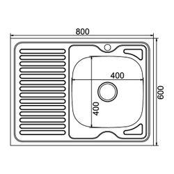 Мойка накладная 60*80*0,6/160 правая вып. 3 1/2