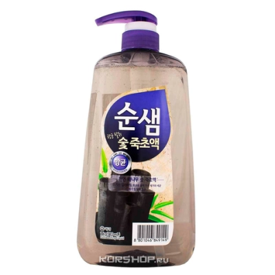 KeraSys БЫТ.ХИМИЯ Soonsaem Средство д/мытья посуды Бамбуковый УГОЛЬ 1кг с дозат.проз.черн. 849149