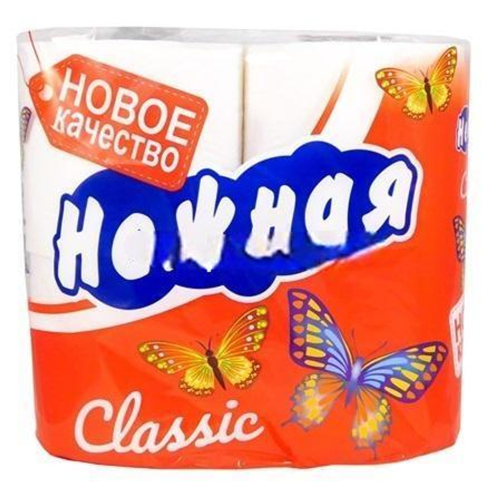 Туалетная бумага 2 сл. 4 шт. "Нежная" Белая (1/12 шт.)