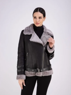 Дубленка авиатор женская натуральная короткая зима Турция