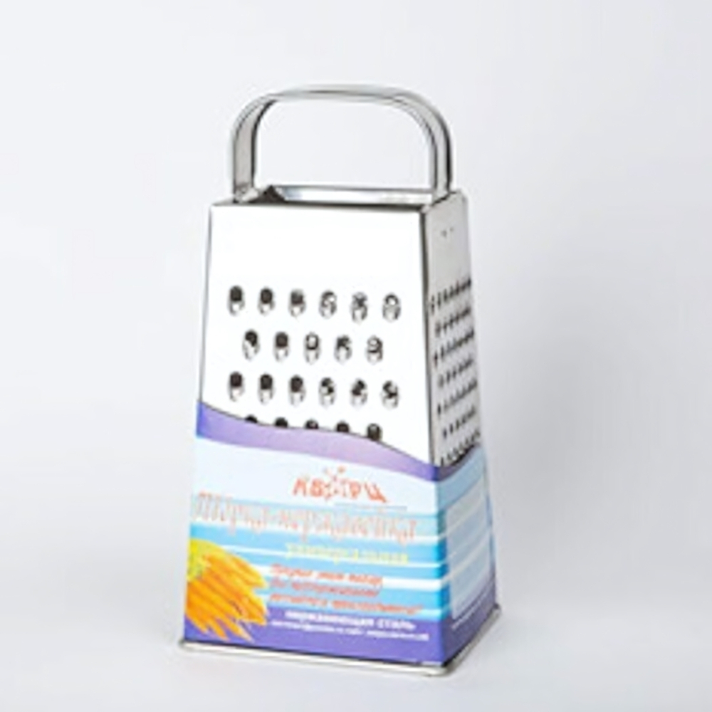 Терка универсальная 4-грани НЕРЖАВЕЮЩАЯ сталь с металлической ручкой в сервисной упаковке 11х8,5х22см овощное наполнение К02.000.02