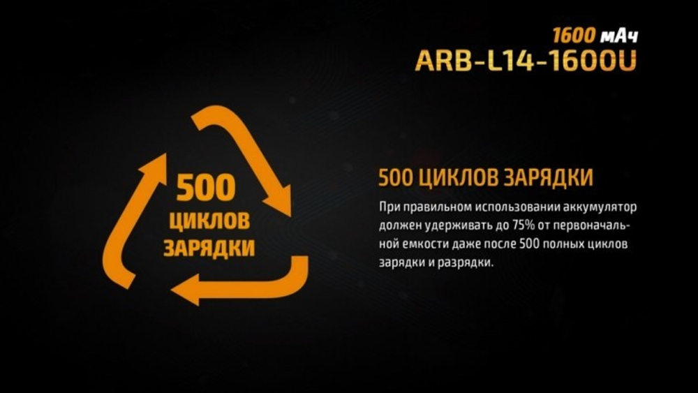 Аккумулятор 14500 Fenix ARB-L14 1600U mAh с разъемом для USB