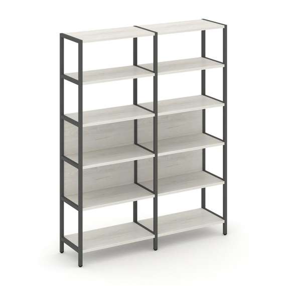 Shelf System Двухсекционный стеллаж пятиярусный SN.STM-521 Дуб Наварра/Металл Антрацит 1590*400*1980