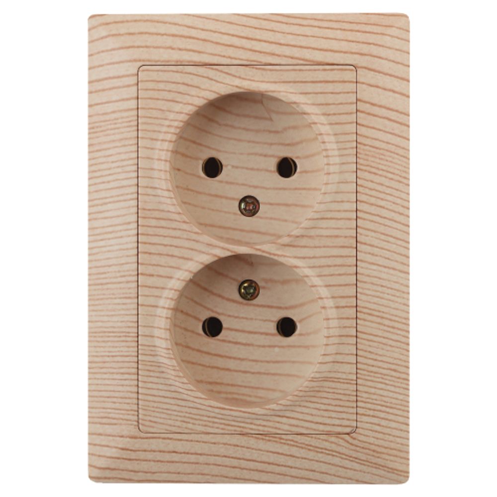 Розетка Intro Solo 4-204-11 без заземления двойная 2х2P 16А-250В IP20 СУ сосна | Intro Solo