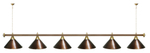 Лампа STARTBILLIARDS 6 пл. (плафоны зеленые,штанга зеленая,фурнитура золото)