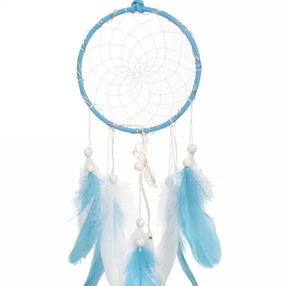 Украшение-оберег «Ловец Снов-Dream» 13*50см цвет нежно-голубой, с подсветкой