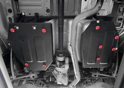 Защита топливного бака АвтоБроня для GAC GS8 II поколение АКПП 4WD 2023-н.в., рынок РФ, сталь 1.5 мм, с крепежом, штампованная, 111.03407.1