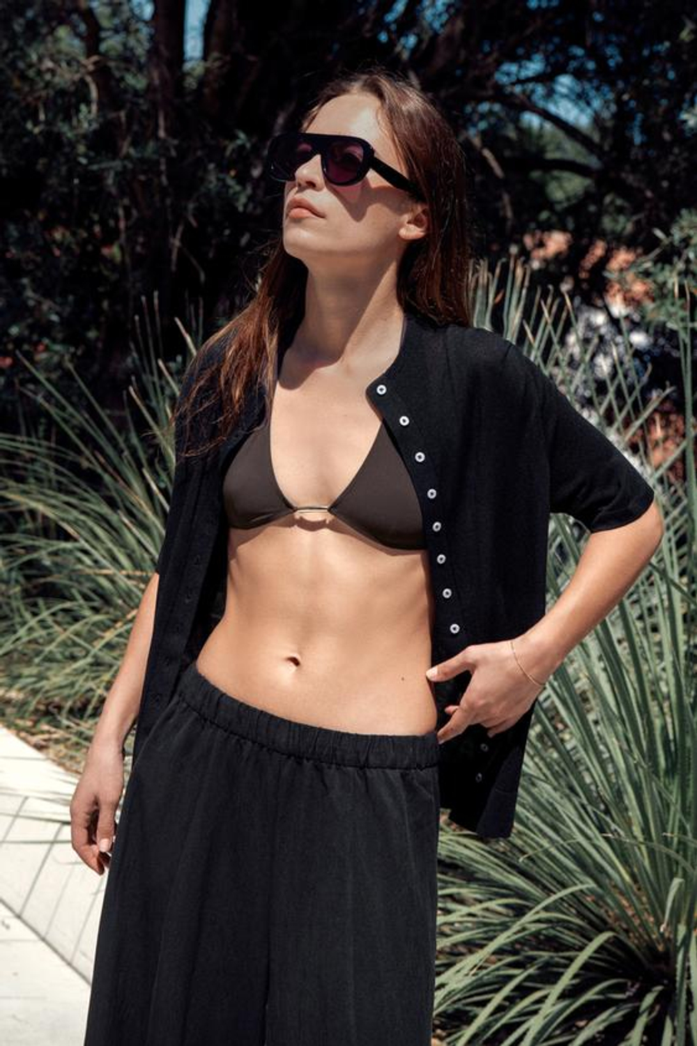 ZARA БРЮКИ BARREL — ZW COLLECTION, ЧЕРНЫЙ