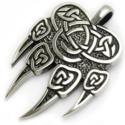 Фотография серебряного кулона подвеса ручной работы Печать Велеса Волчья лапа