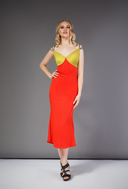 Платье на лямках оранжевое 11-19SS