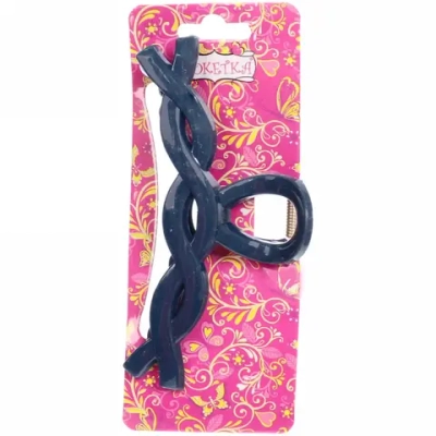 Заколка-краб для волос на блистере «Magic Gloss», косичка, микс 6 цветов, 11см