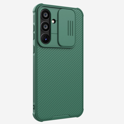 Противоударный чехол зеленого цвета (Deep Green) с защитной шторкой для камеры от Nillkin на Samsung Galaxy A55, серия CamShield Pro Case