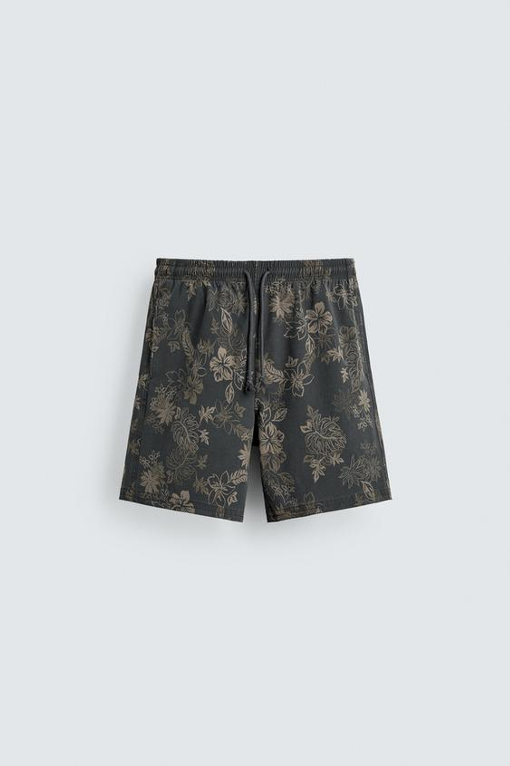 ZARA ДЛИННЫЕ ПЛАВКИ С ЦВЕТОЧНЫМ ПРИНТОМ, ОТТЕНКИ СЕРОГО