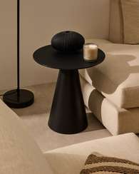 Журнальный столик Wilshire Ø50 см черный, сталь, стекло