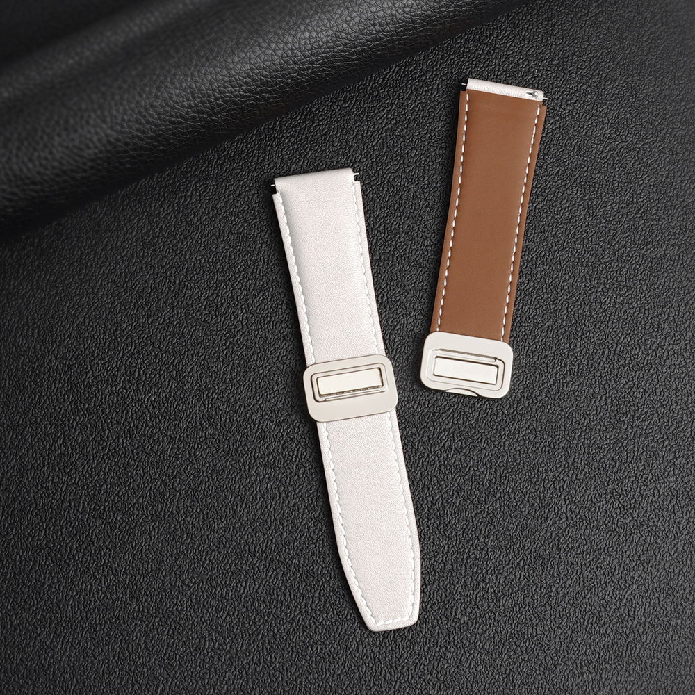 Ремешок из натуральной кожи белого цвета для смарт часов Samsung Galaxy Watch 45 и 46мм (размер крепления 22мм), серия YA Series от Dux Ducis