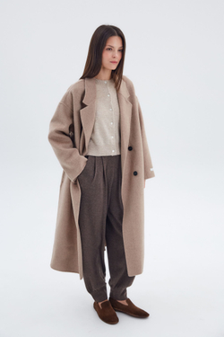 Кардиган из шерсти и кашемира бежевый