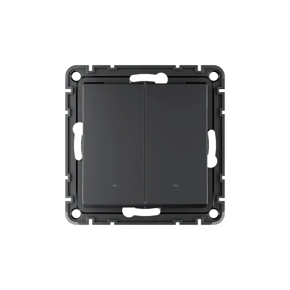 ATLASDESIGN SMART 2-кл. ВЫКЛЮЧАТЕЛЬ с подсв., Zigbee, сх.5, L+N, 10А, мех., КАРБОН