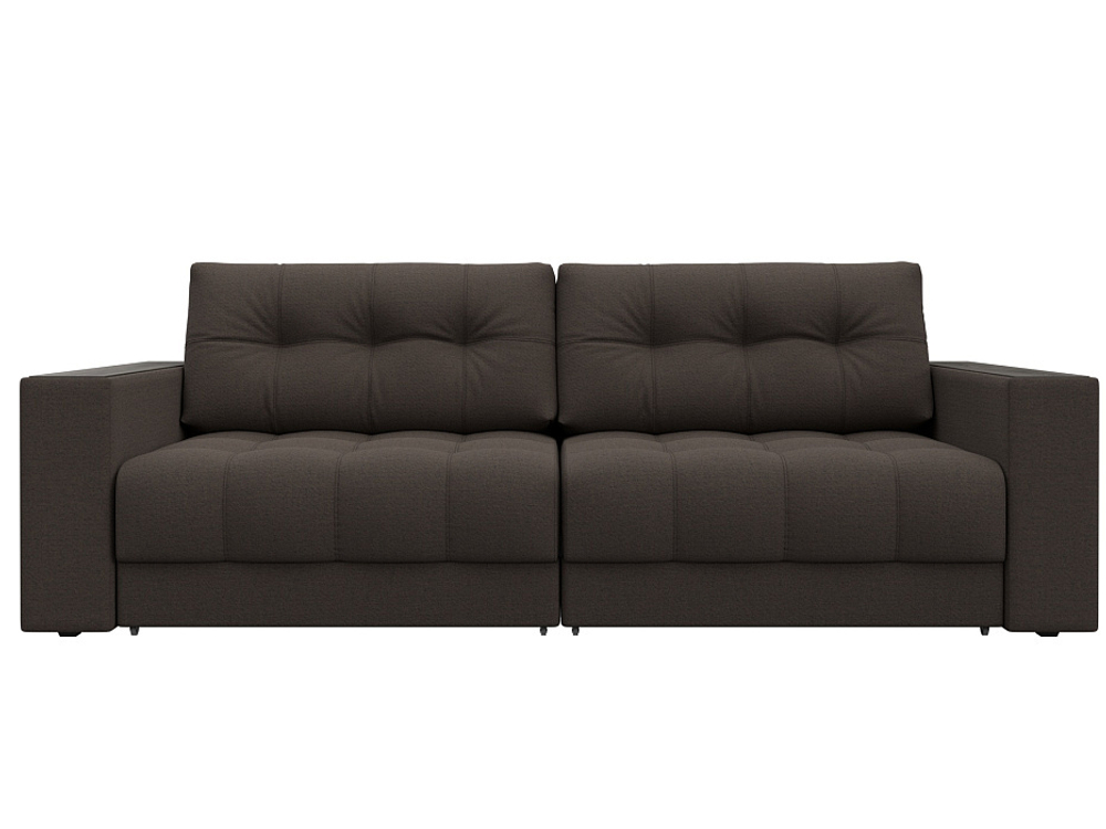 Диван прямой с декором Лига-049 НПБ, Амур 05 РОГОЖКА коричневый