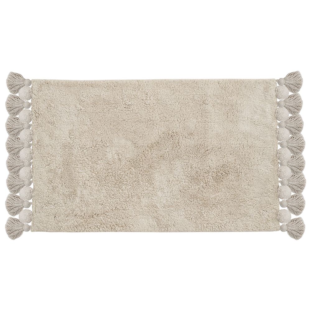 Коврик для ванной ворсовый с кисточками светло-серого цвета из коллекции Essential, 50х80 см