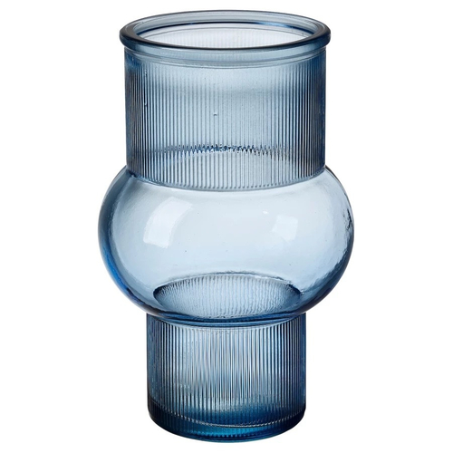 МИРМОСАИК MYRMOSAIK Ваза 17 см, синяя/прозрачная