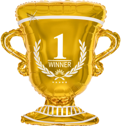 Купить фольгированный шар с гелием в виде золотого кубка недорого