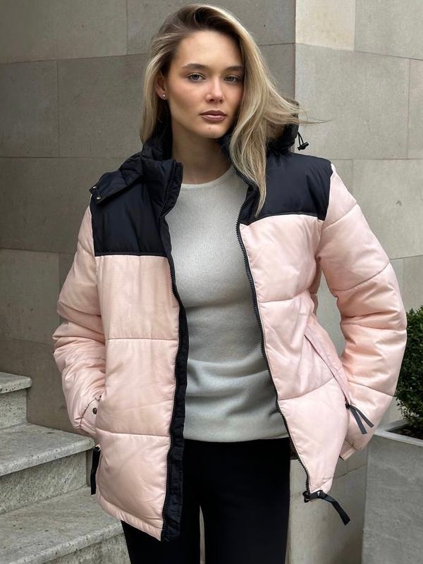 Пуховик PINK укороченный двухцветный с капюшоном