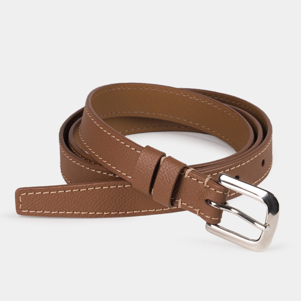 Женский ремень 20 мм из кожи сафьяно, цвета карамель