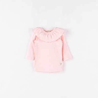 Ruffled long-sleeved T-shirt 3-18 months - Berry Mousse