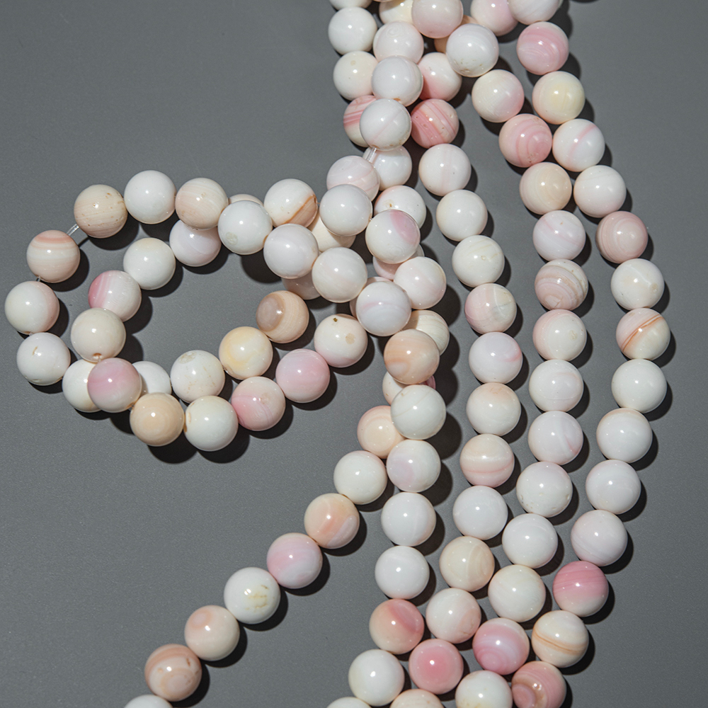 Бусины из раковины розовой королевской ракушки, шар, 8,6мм