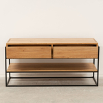 Тумба под телевизор, 123х46х60, G+K, напольная, туалетный столик, с ящиками и полкой, из массива дуба, лак, MAKOSA