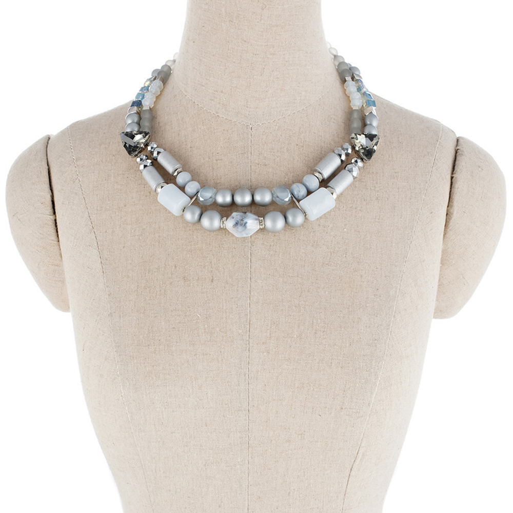 10118161 Колье Solo с агатом и кварцем