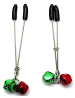 Зажимы для груди с цветными бубенчиками (Цвет: серебристый, красный, зеленый)