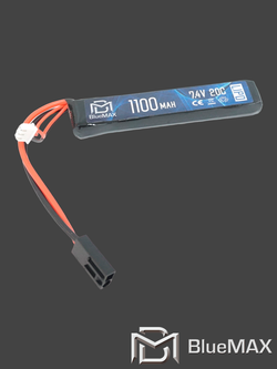 Аккумулятор BlueMAX Li-Po 7.4V 1100 mAh 20C Stick, Mini Tamiya (102x21x10 мм)