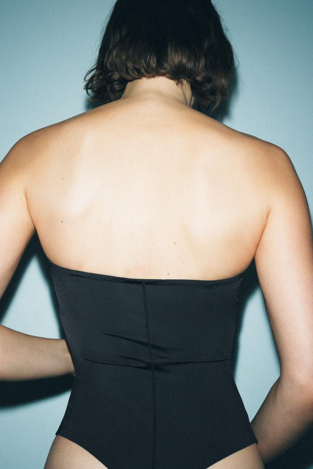 ZARA БОДИ С КОСТОЧКАМИ, ЧЕРНЫЙ